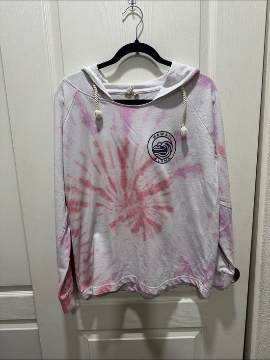 Lagaci Tops - Lagaci Hawaii Aloha Tie Dye Hoodie Size M Pink White Lightweight
